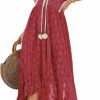 New CUPSHE Cupshe Women'S Lace Dresses Boho Tassel V-Neck Flare Ruffle Adjustable Straps Beach Summer Maxi Dress