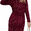 Best R.Vivimos R.Vivimos Women'S Sequin Bodycon Dress Fall Winter Long Sleeve Crew Neck Sexy Backless Glitter Slit Mini Dress