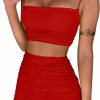 Best BEAGIMEG Beagimeg Women'S Ruched Cami Crop Top Bodycon Skirt 2 Piece Outfits Dress