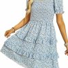 Wholesale KIRUNDO Kirundo Women'S 2024 Summer Square Neck Smocked Floral Dress Boho Off Shoulder Ruffle Tiered Flowy Mini Short Dresses