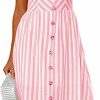 Hot Angashion Angashion Women'S Dresses-Summer Floral Bohemian Spaghetti Strap Button Down Swing Midi Dress