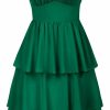 Wholesale Belle Poque Belle Poque Women'S Square Neck Tiered Ruffle Dress 2023 Summer Vintage Short Sleeve Layered A-Line Swing Midi Dress