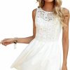 Clearance WDIRARA Wdirara Women'S Floral Lace Sleeveless Round Neck Ruffle Hem A Line Dress