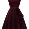 New BeryLove Berylove Women'S Cocktail Dresses Prom Wedding Guest Short Bridesmaid Dresses Ruffle Hem Sleeveless Lace Formal Dress