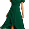 Best Ever-Pretty Ever-Pretty Women'S A Line V Neck Ruffle Sleeves Pleated High Low Formal Dresses 02084