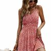 Hot SweatyRocks Sweatyrocks Women'S Boho Floral Print Spaghetti Strap Cami Dress Casual Flare Short Dresses