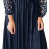 Best Kranda Kranda Womens Vintage Floral Lace Long Sleeve Faux Wrap V Neck Party Long Maxi Dress