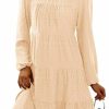 New KIRUNDO Kirundo Women'S Long Sleeve Ruffle Mock Neck Tiered Mini Babydoll Dress Casual Flowy Swing Tunic Shift Dresses