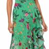 New Betsy & Adam Betsy & Adam Women'S Elegant Long Chiffon Floral Dress With Ruffle Detail And Tie Neck