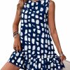 New SOLY HUX Soly Hux Women'S Ruffle Hem Sleeveless Tank Dress Round Neck Casual Smock Summer Mini Dresses