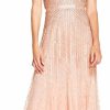 Best Adrianna Papell Adrianna Papell Women'S Long Beaded V-Neck Dress With Cap Sleeves And Waistband