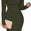 Online XXTAXN Women'S Sexy Bodycon Long Sleeve Round Neck Work Office Midi Pencil Dress