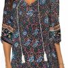 Wholesale Halife Halife Women'S Vintage Ethnic Style Printed Tassel Tie Neck Loose Fit Bohemian Tunic Dress