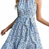 Clearance AlvaQ Alvaq Summer 2024 Fashion Dress For Women Chiffon Skirt Sleeveless Halter Dresses Sun Flowy Ruffle Outfits