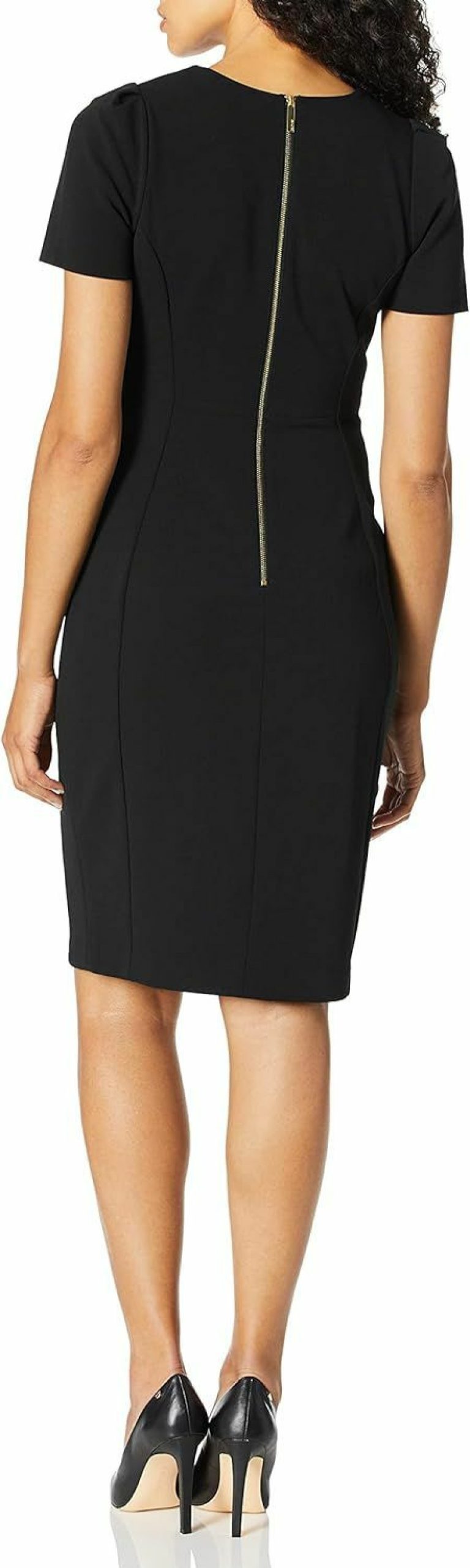 Best Calvin Klein Calvin Klein Women'S Short Sleeved Princess Seamed Sheath Dress (Standard And Petite)