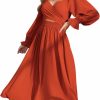 Wholesale TINSTREE Women Tie Back Long Puff Sleeve Dress Sage Ruffle Wrap Reversible Flowy Casual Midi Dress With Pocket For Party Wedding Beach