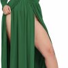 Clearance SILUI Women'S Summer 2024 Sexy Double High Slit Deep V Neck Plus Size Sundresses Thigh Split Maxi Club Party Dresses