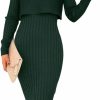 Wholesale Ezbelle Ezbelle Women'S Long Sleeve Sweater Dresses 2 Piece Outfits Sets Ribbed Knit Crop Tops And Tank Bodycon Midi Dress