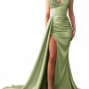 New SHLFETWLUA Prom Dresses 2023 Strapless Mermaid Sequin Beaded Satin Long Slit Evening Gowns For Women Bridesmaid Dresses