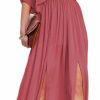 Wholesale DEEP SELF Deep Self Women Summer V Neck Cold Shoulder Short Sleeve Maxi Dress High Waist Split Wedding Guest Long Dress