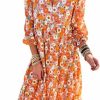 New Dokotoo Dokotoo Women'S Casual Loose Bohemian Floral Dresses 2024 Long Puff Sleeve V Neck Ruffle A Line Flowy Summer Beach Dress