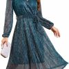 Clearance GRACE KARIN Grace Karin Women'S 2024 Flowy Wrap V Neck Long Sleeve Midi Dress Glitter Chiffon Wedding Guest Dress With Belt