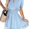 Wholesale PRETTYGARDEN Prettygarden Women'S Summer Dress Casual V Neck Short Sleeve Swiss Dots Elastic Waist A-Line Flowy Mini Dresses