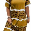 Hot SOLY HUX Soly Hux Women'S Plus Size Leopard Print V Neck Short Sleeve T Shirt Dress Summer Short Dresses