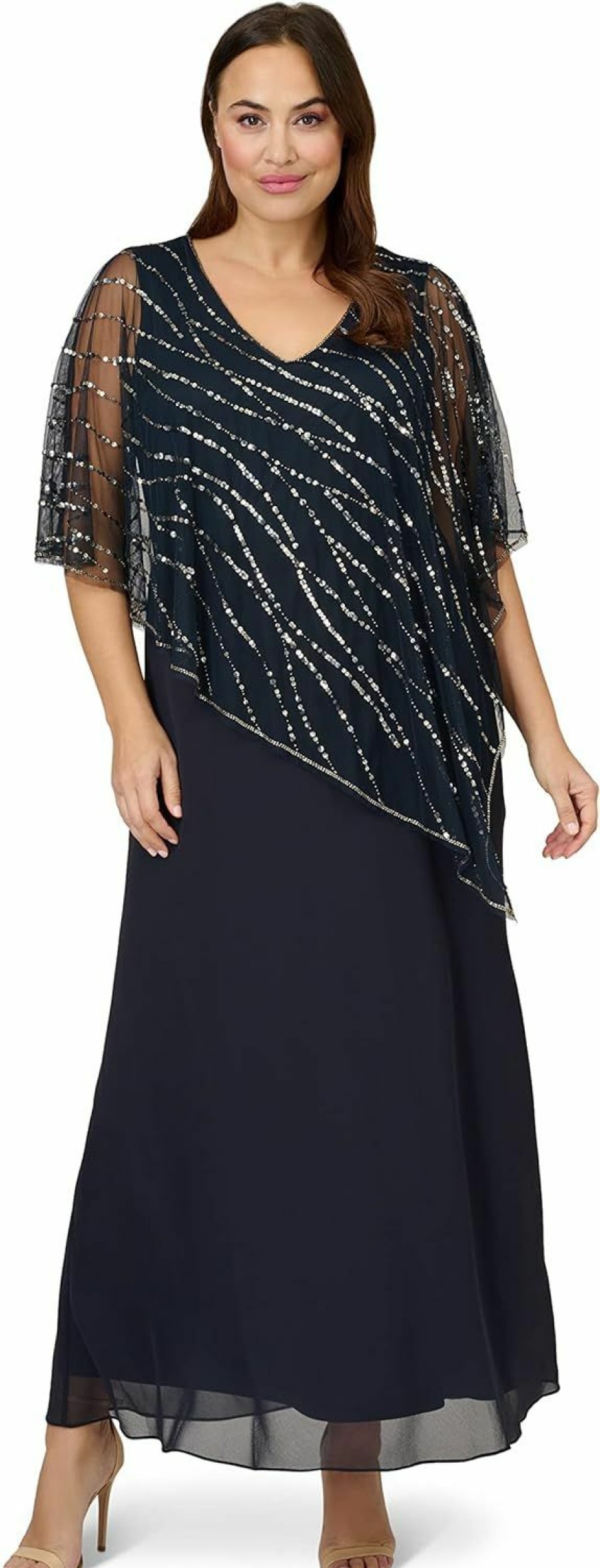 Hot Adrianna Papell Adrianna Papell Women'S Plus Size Beaded Popover Midi Dress