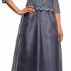 Clearance Alex Evenings Alex Evenings Women'S Tea Length Embroidered Bodice Mock Dress (Reg And Petite)