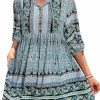 Wholesale Chigant Chigant Women'S Summer Boho Dress With Pockets Casual Loose Vintage Floral Swing 3/4 Sleeve V Neck Tunic Dresses