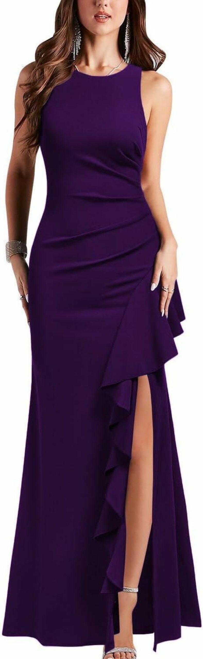 Wholesale WOOSEA Woosea Women'S Scoop Neck Sleeveless Split Bodycon Mermaid Evening Cocktail Long Dress