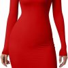 Wholesale HYZ Hyz Women'S Sexy Bodycon Long Sleeve Square Neck Work Party High Stretchy Midi Dress