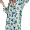 Best CUPSHE Cupshe Women Shirt Mini Beach Cover Up Dress V Neck 3/4 Sleeve Button Down Vacation Summer Dresses