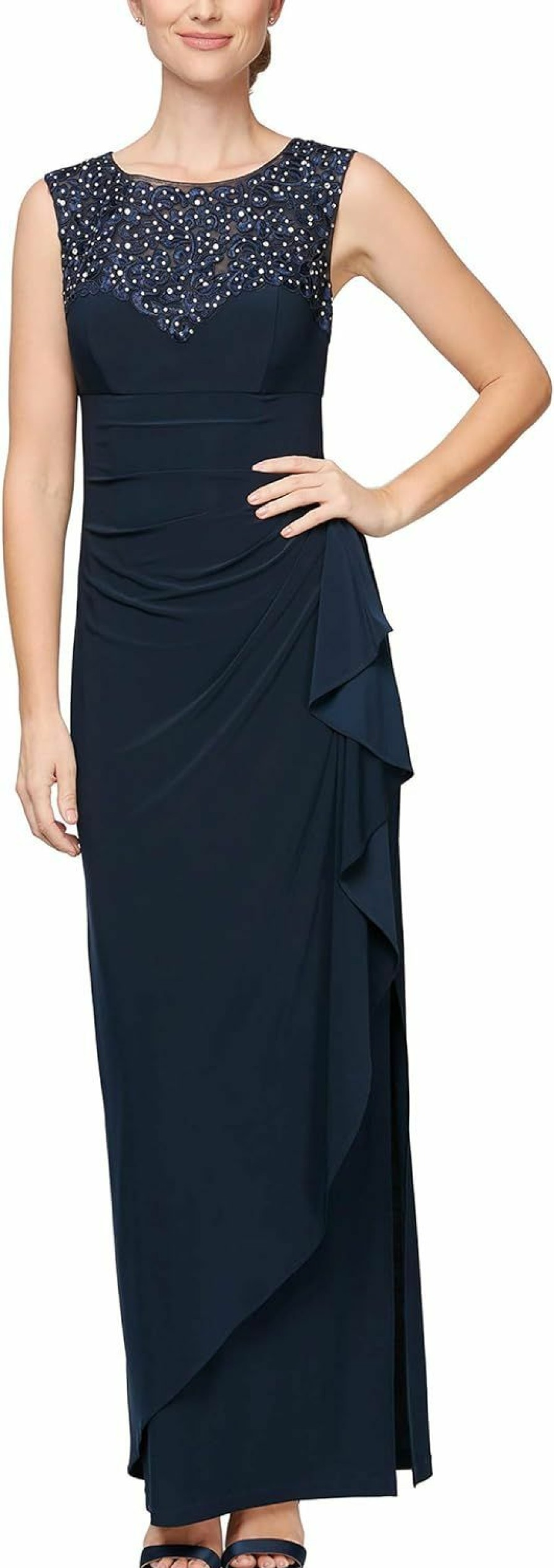 Best Alex Evenings Alex Evenings Women'S Long Column Dress With Sweetheart Neck (Petite And Regular)