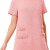 Hot Yioaga Yioaga Womens Tweed Jackie Dress Elegant Crew Neck Short Sleeve Button Bodycon Mini Dresses(Pink,L)