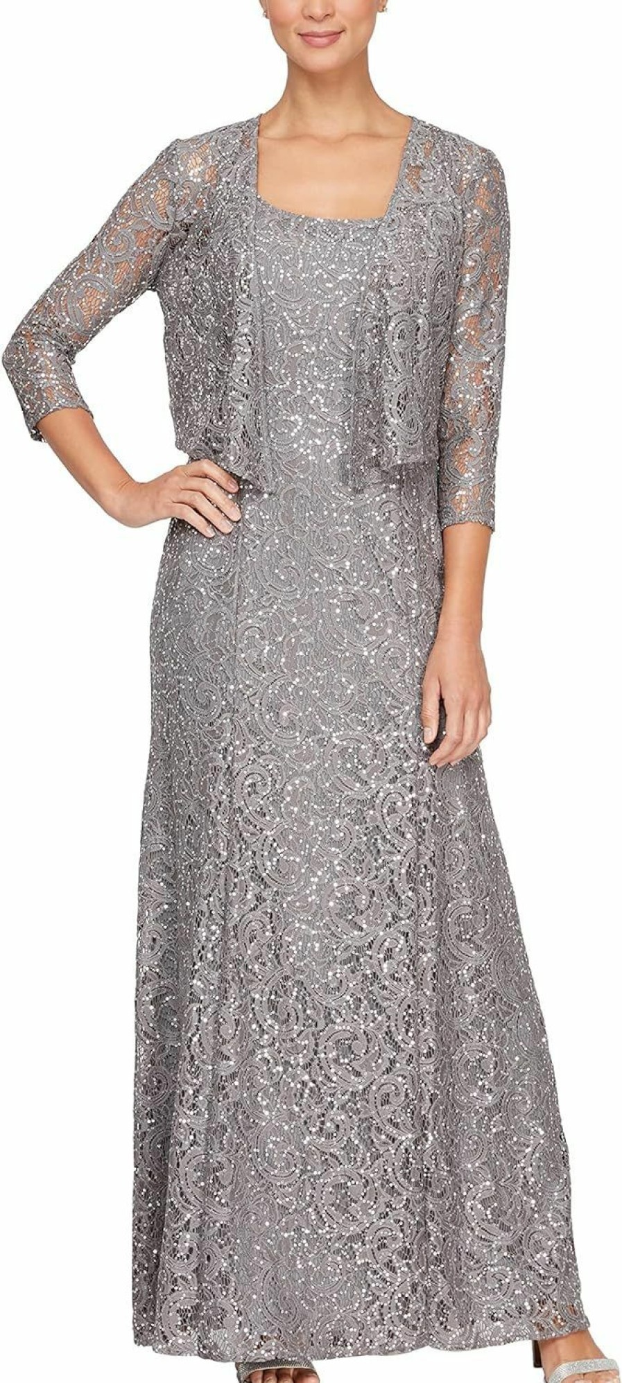 Best Alex Evenings Alex Evenings Women'S Long Lace Jacket Dress