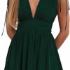 New AIMCOO Aimcoo Summer Dress For Women 2023 Plunge V Neck Solid Short Dresses Sleeveless Ruched Waist Sexy V Back Mini Dress