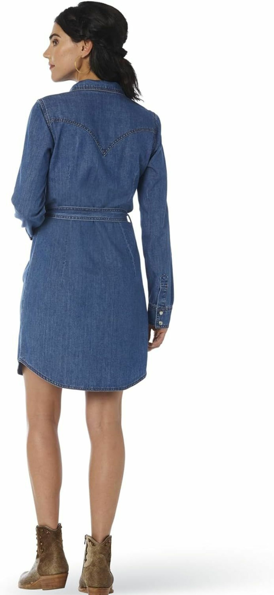 Wholesale Wrangler Wrangler Women'S Retro Long Sleeve Western Denim Snap Dress