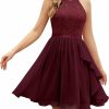 New Wedtrend Wedtrend Women'S Bridesmaid Dresses, Halter Sleeveless Cocktail Dress Ruffle A Line Short Prom Dress For Homecoming