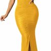 New LalaLin Sexy Formal Dress For Women Ruched Off Shoulder Club Cocktail Bodycon Evening Gown Maxi Long Dresses