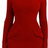 New YMDUCH Ymduch Women'S Long Sleeve Mock Turtle Neck Bodycon Mini Tank Short Party Dress