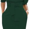 Best Nature Comfy Elegant Womens Wear To Work Casual One Shoulder Belted Pencil Dress With Pockets