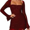 Clearance URYIAO Women'S Sheer Long Sleeve Sequin Bodycon Mini Dress Sexy Sparkly Ruched Mesh Party Going Out Dresses