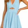 Clearance Inorin Inorin Womens Summer Sleeveless Halter V Neck Backless Cut Out Sexy Casual Party Swing Flared Mini Dress