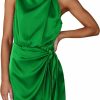 Online PRETTYGARDEN Prettygarden Women'S Short Formal Satin Dress Summer Sleeveless Mock Neck Tie Waist Cocktail Party Dresses