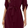 Clearance BMJL Bmjl Womens Button Down Dress Summer V Neck 3/4 Sleeve Tie Waist Business Casual Work Mini Shirt Dresses