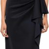 Hot Xscape Xscape Women'S Long Stretch Scuba Sleeveless One Shoulder Side Ruffle Dress