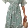 Clearance Meetrendi Women'S Spring Summer 2024 Floral Midi Dress A Line Chiffon Boho Dress Casual Short Sleeve Long Beach Dress