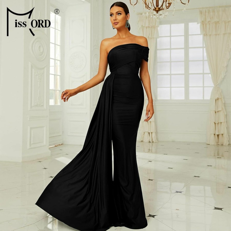 Best Miss ord Miss Ord Women'S Formal One Shoulder Mermaid Floor-Length Dress, Bodycon Ruched Draped Side Evening Gowns